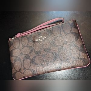 Chocolate & Rose Coach Wristlet